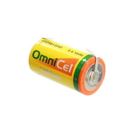 OMNICEL ER34615HD/T 3.6V D LithiumThionyl Chloride Battery w/ Tabs ER34615HD/T